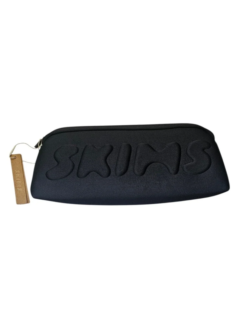 Skims Black Embossed Loho Neoprene Pouch Cosmetic Swim Beach Bag
